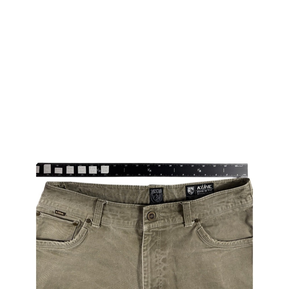 Kuhl Rydr Pants Mens 35x30 Olive Green Cotton Vintage Patina Dye Straight Leg - Picture 5 of 7